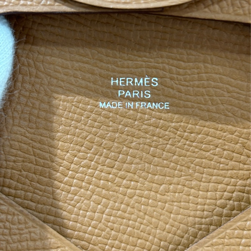 HERMES BASTIA EPSOM 焦糖色 麥穗金 大地色 牛皮 方型錢包 零錢包 硬幣包 零錢袋-13