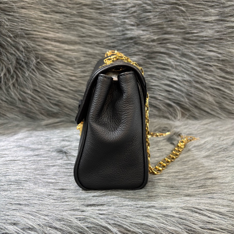 LV M48931 GERMAIN PM 黑色 牛皮 原花 壓紋 金鍊 肩背包 側背包 掀蓋包 下蓋包-4