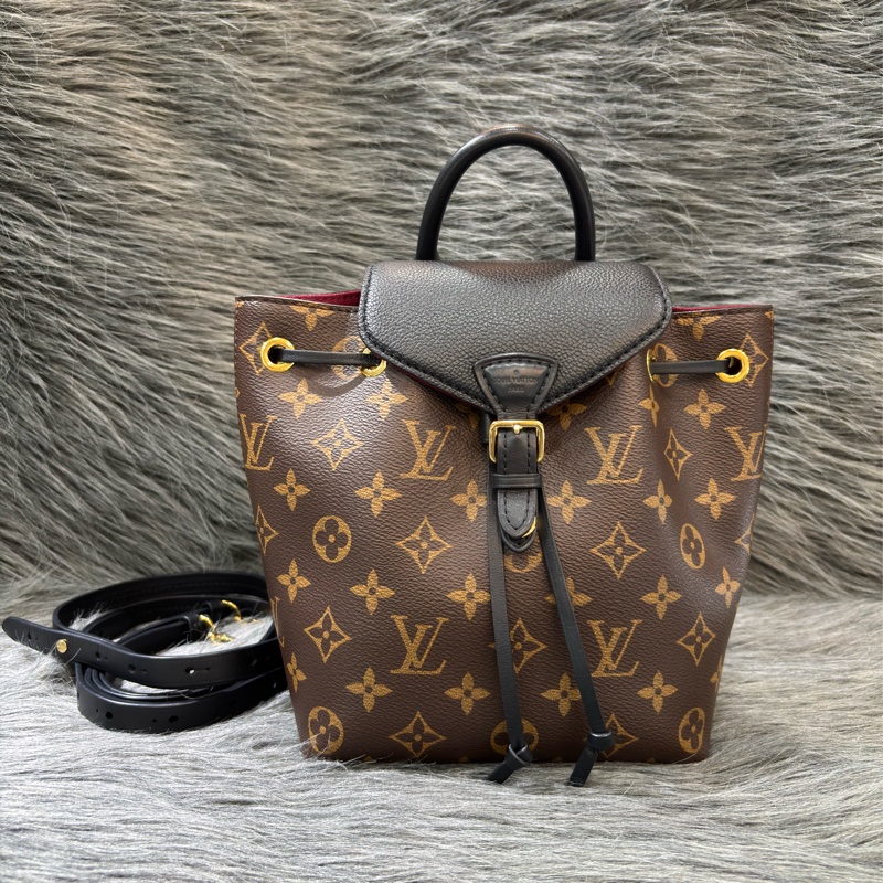 LV M45516 MONTSOURIS BB 黑 荔枝皮 原花 字紋 後背包 手提包 背包 肩背包 斜背包-0