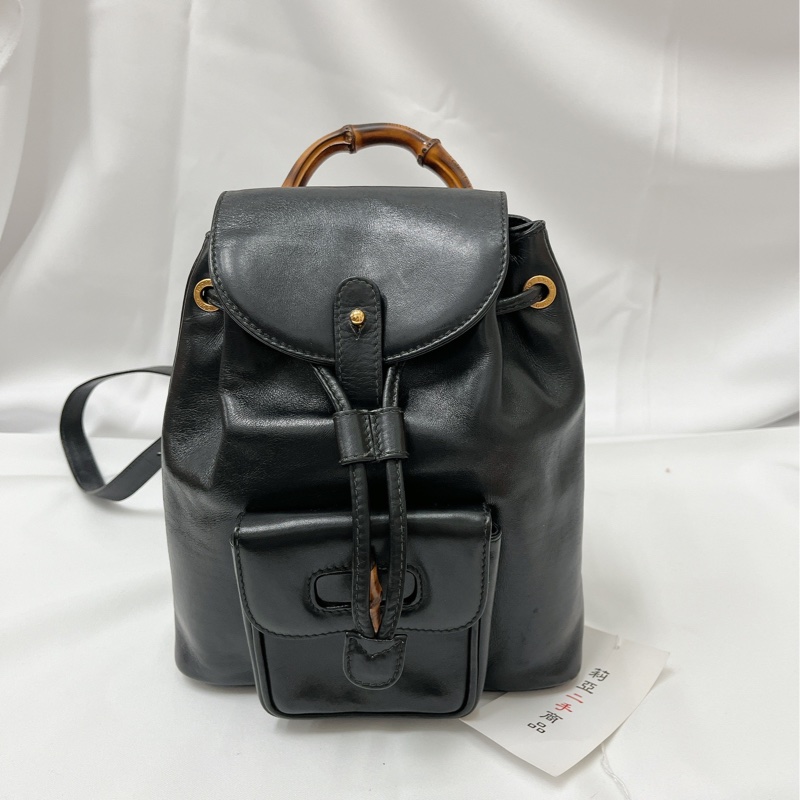 莉亞精品♡Gucci 竹節後背包 黑色 二手美包-3
