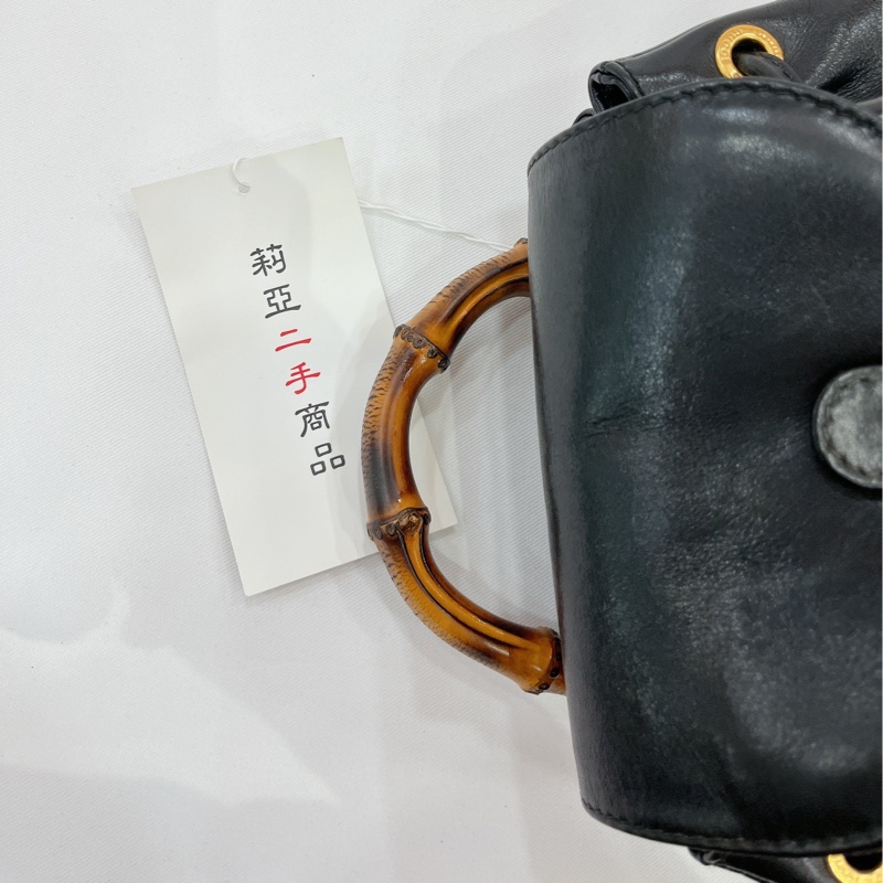 莉亞精品♡Gucci 竹節後背包 黑色 二手美包-13