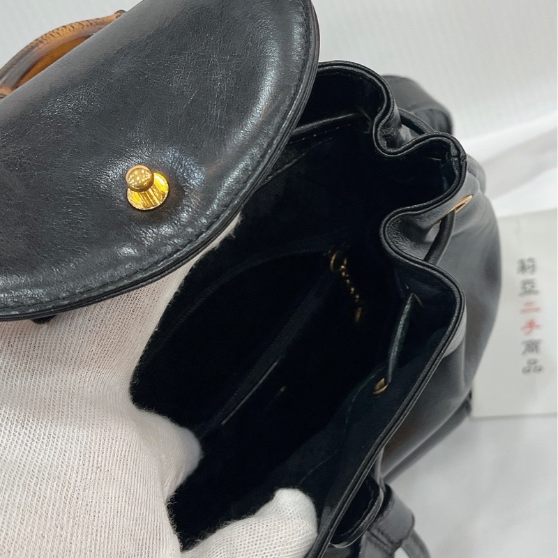 莉亞精品♡Gucci 竹節後背包 黑色 二手美包-18