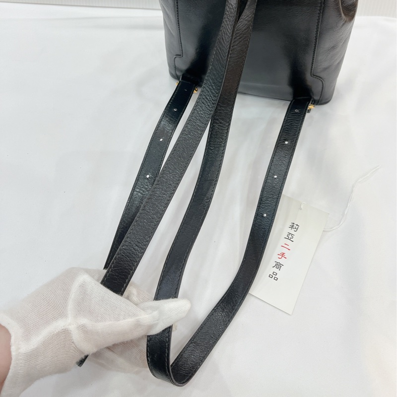 莉亞精品♡Gucci 竹節後背包 黑色 二手美包-21