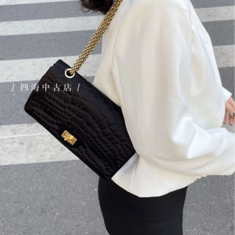 莉亞精品♡Chanel 2.55 A36414 緞面鱷魚紋 二手美包-1