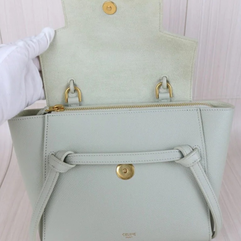 「JL精品代購」97新 Celine 水綠色 鯰魚包 nano-11