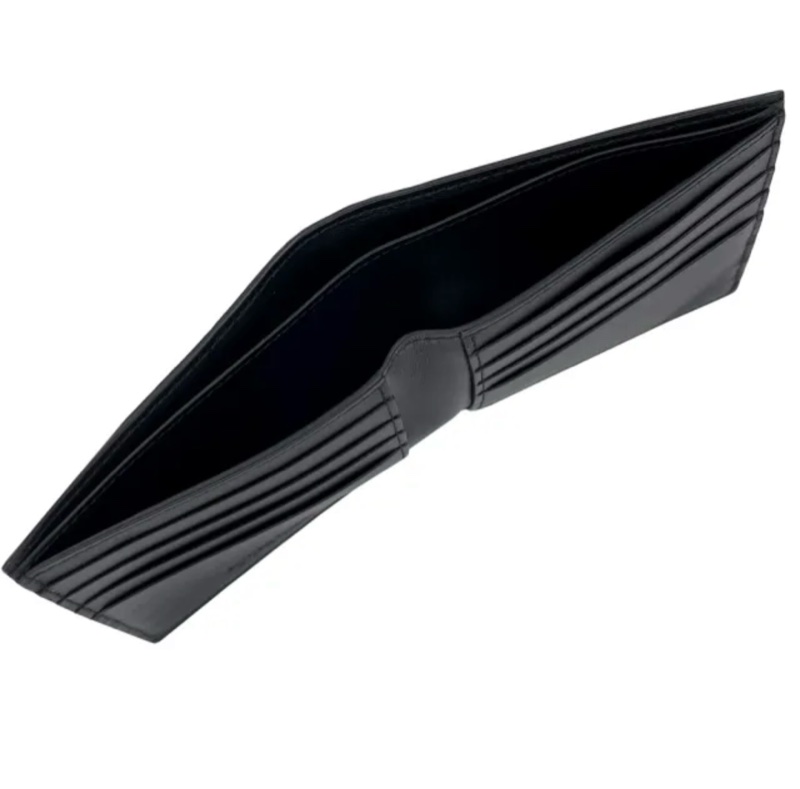 <全新>BOTTEGA VENETA 黑 牛皮 中格(八卡對開短夾)-2