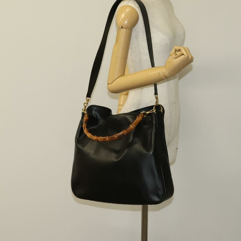 【日本直送】GUCCI 竹節手提包 皮革 2 款 黑色 金色 正品 ep9886-22