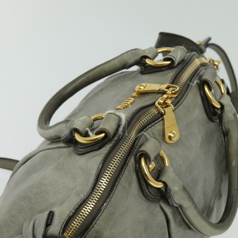 【日本直送】Miu Miu 手提包 皮革 2way 灰色 金色 正品 140644-5