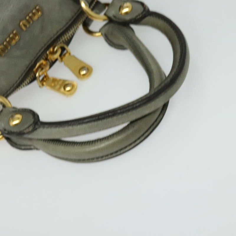 【日本直送】Miu Miu 手提包 皮革 2way 灰色 金色 正品 140644-6