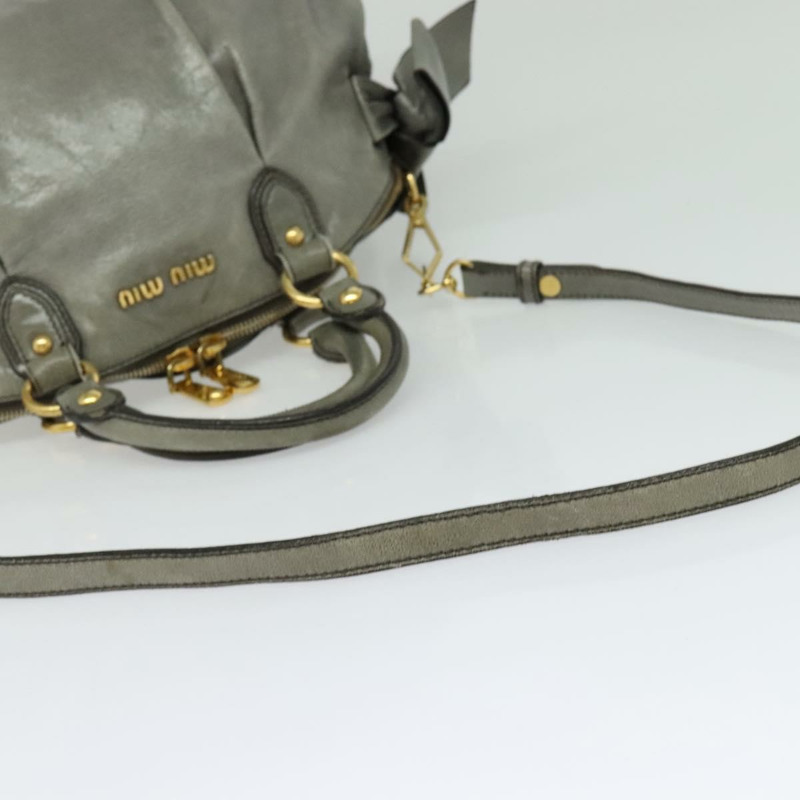 【日本直送】Miu Miu 手提包 皮革 2way 灰色 金色 正品 140644-8