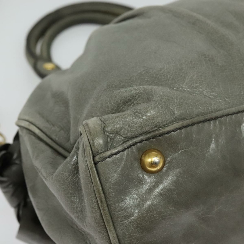 【日本直送】Miu Miu 手提包 皮革 2way 灰色 金色 正品 140644-9