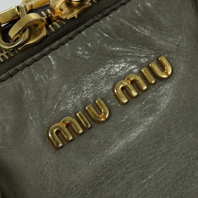 【日本直送】Miu Miu 手提包 皮革 2way 灰色 金色 正品 140644-17