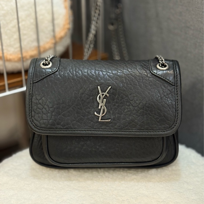(保留中)(2025/5月台灣購證🇹🇼全配)Ysl mini niki 黑銀-0