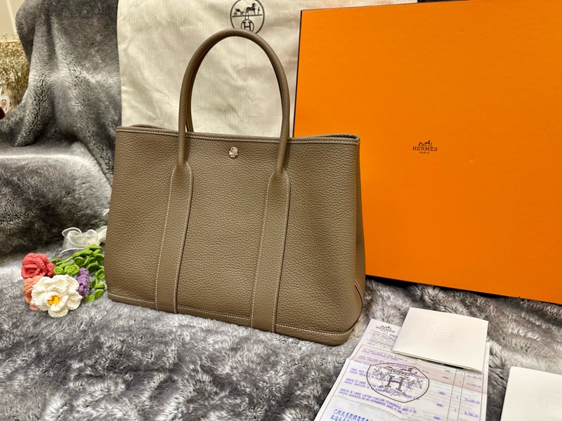 🐎【全新閒置｜Hermès Garden Party 36｜Etoupe 大象灰 Y刻｜附臺灣正本購證｜無頸紋美包一枚】-11