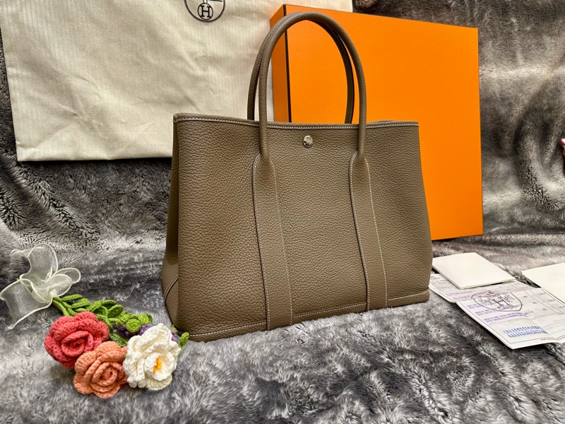 🐎【全新閒置｜Hermès Garden Party 36｜Etoupe 大象灰 Y刻｜附臺灣正本購證｜無頸紋美包一枚】-12