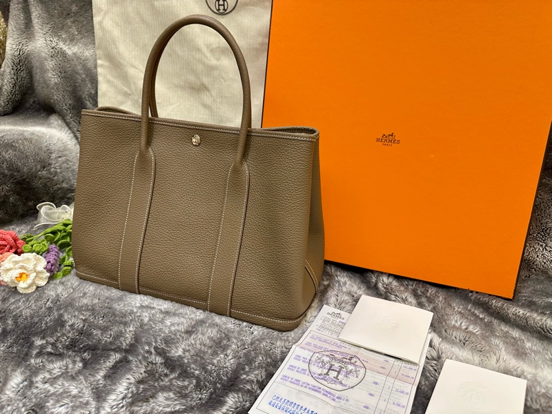 🐎【全新閒置｜Hermès Garden Party 36｜Etoupe 大象灰 Y刻｜附臺灣正本購證｜無頸紋美包一枚】-25