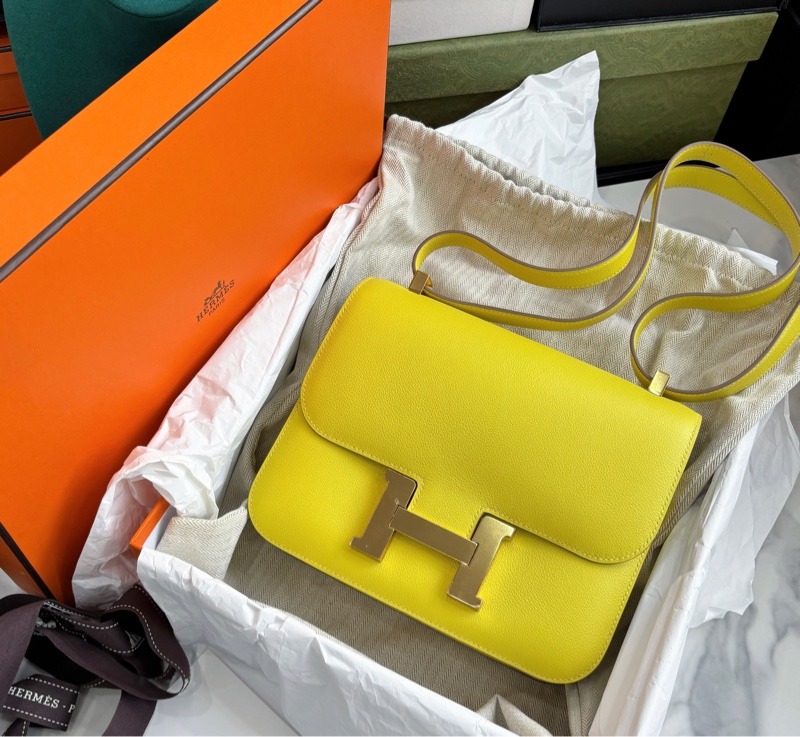 🌈Hermes💛Constance 24💛9R檸檬黃金扣🌈99.8新閑置🌟evercolor皮🌟-1