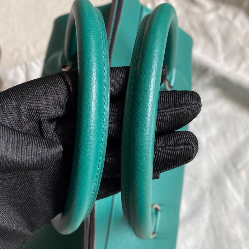 HERMES 牛奶盒 toolbox 26 絲絨綠 銀扣 Evercolor皮 帶膜擱置品 全套除票 框R-2