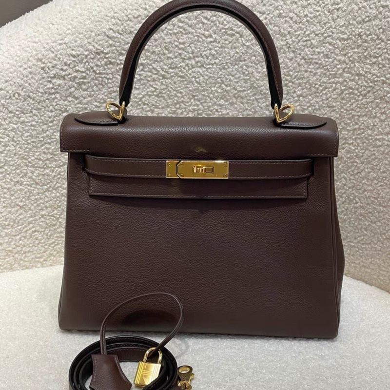 愛馬仕kelly28 B刻 摩卡色44 超級難得的一支顏色 99新閒置 全套-1