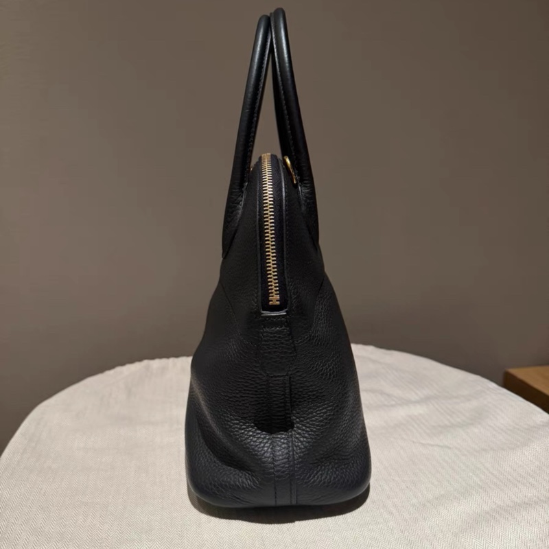 有購証💓 Hermes愛馬仕 bolide31保齡球包 黑金 C刻 TC皮  98新，2018年購入-2