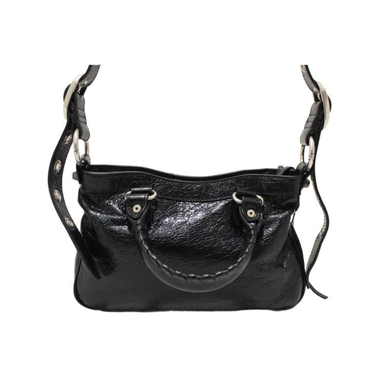 NEW Balenciaga Black Arena Lambskin Leather Neo Cagole Small Tote Bag-6