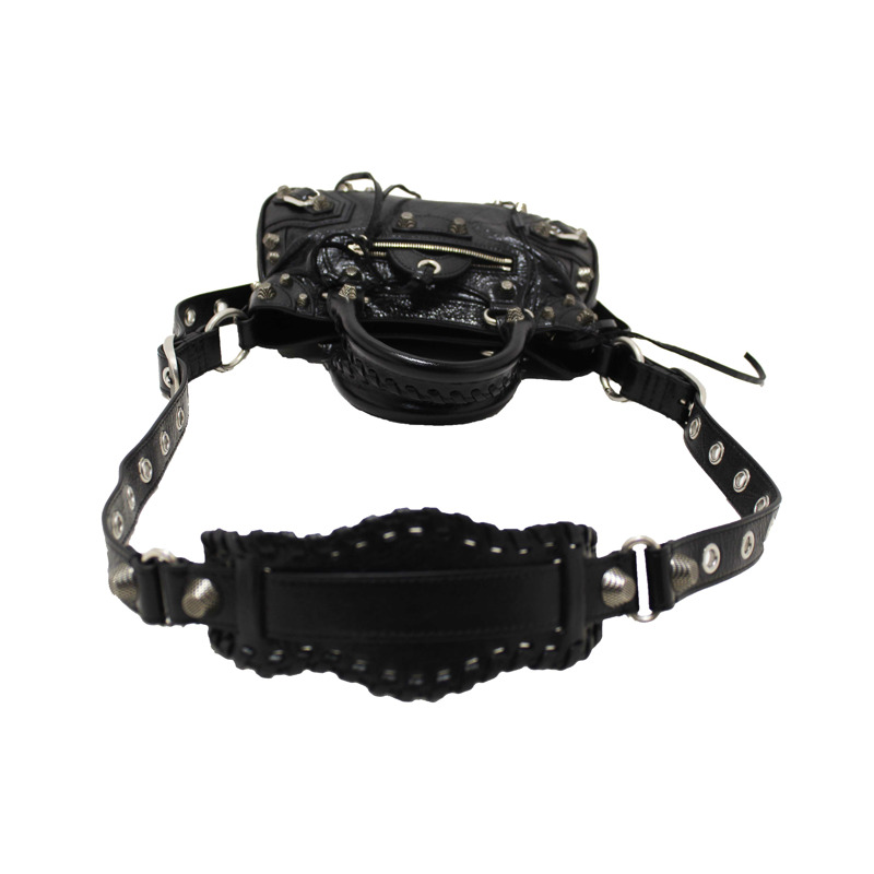 NEW Balenciaga Black Arena Lambskin Leather Neo Cagole Small Tote Bag-8