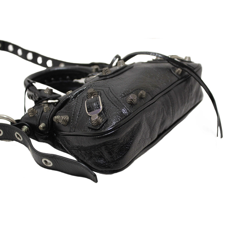 NEW Balenciaga Black Arena Lambskin Leather Neo Cagole Small Tote Bag-13