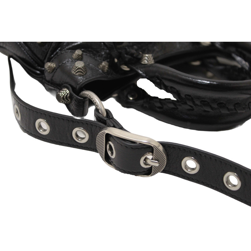 NEW Balenciaga Black Arena Lambskin Leather Neo Cagole Small Tote Bag-17