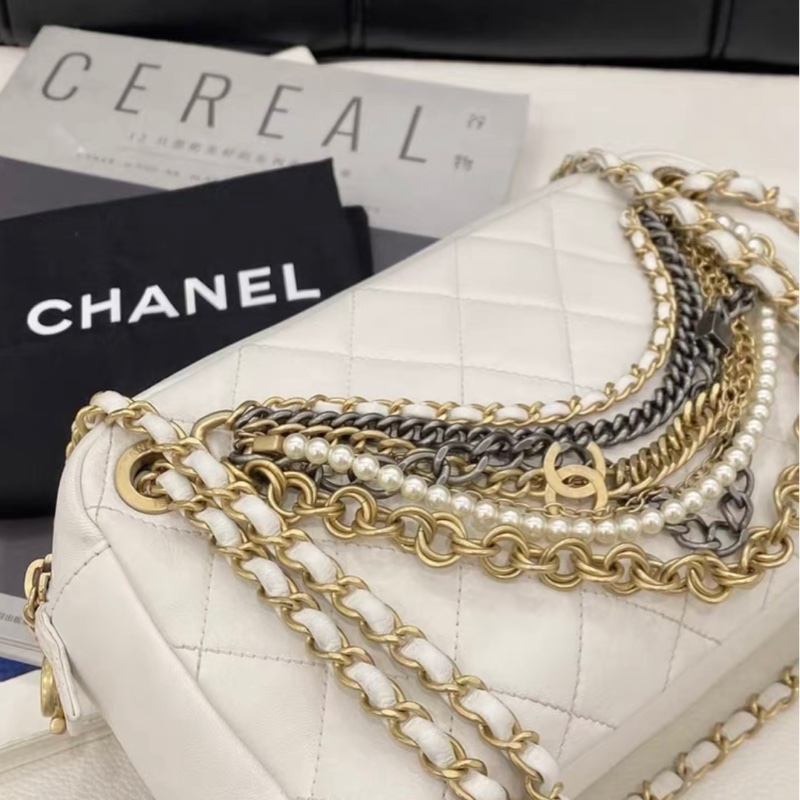 Chanel 埃及系列珍珠流蘇相機包 可遇不可求 山羊皮25*14-0