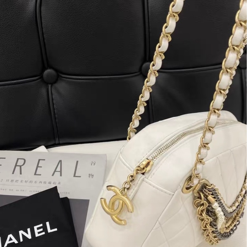 Chanel 埃及系列珍珠流蘇相機包 可遇不可求 山羊皮25*14-3