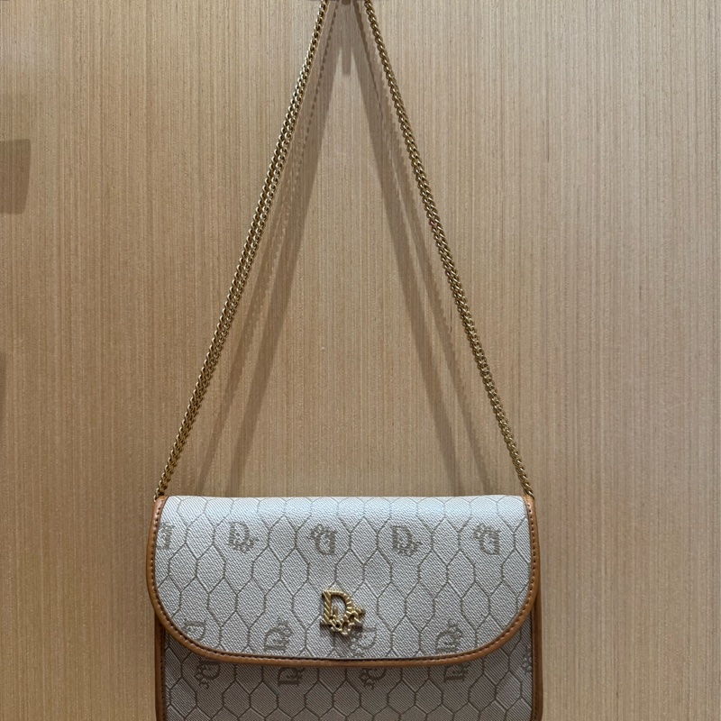 Dior 中古蜂巢圖案鏈兩用單肩包/ 斜孭袋 小廢包 Dior Vintage Bag-0