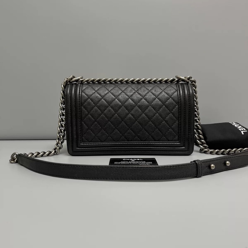 Chanel Leboy25黑銀荔枝皮鏈條斜挎包 #99新 #配件齊全 #專櫃原價年年漲🀄️-10