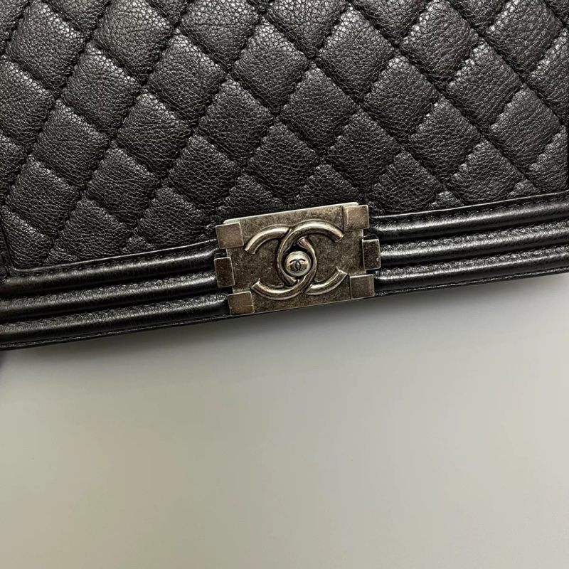 Chanel Leboy25黑銀荔枝皮鏈條斜挎包 #99新 #配件齊全 #專櫃原價年年漲🀄️-11