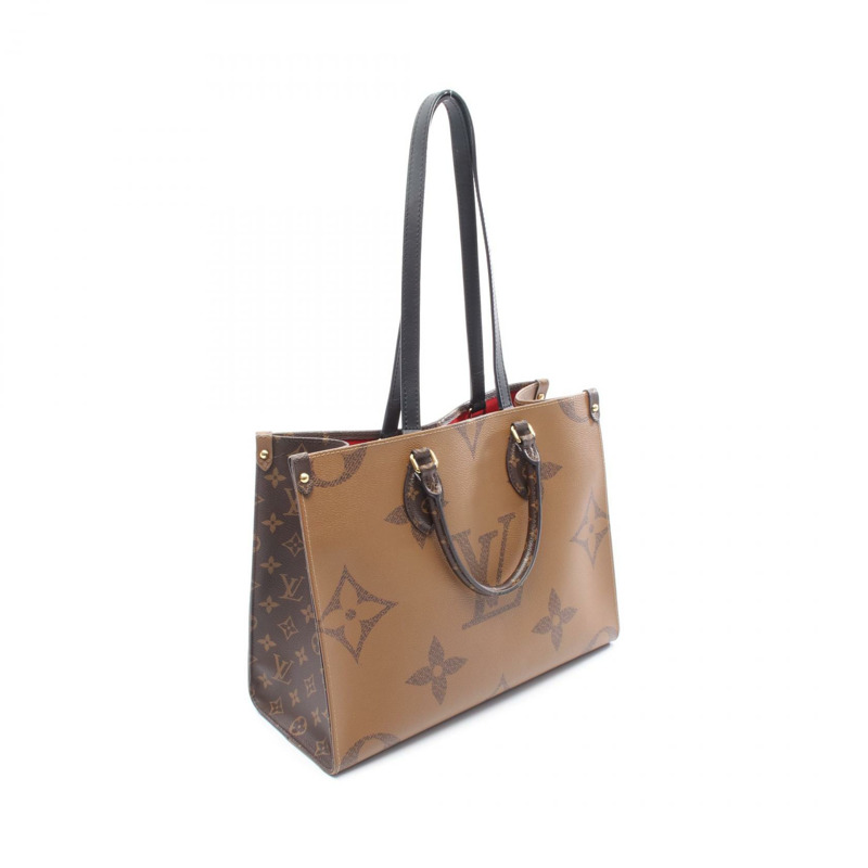 LOUIS VUITTON On the Go MM Monogram Giant Reverse 托特包 M45321 PVC 塗層帆布皮革棕色米色二手-1