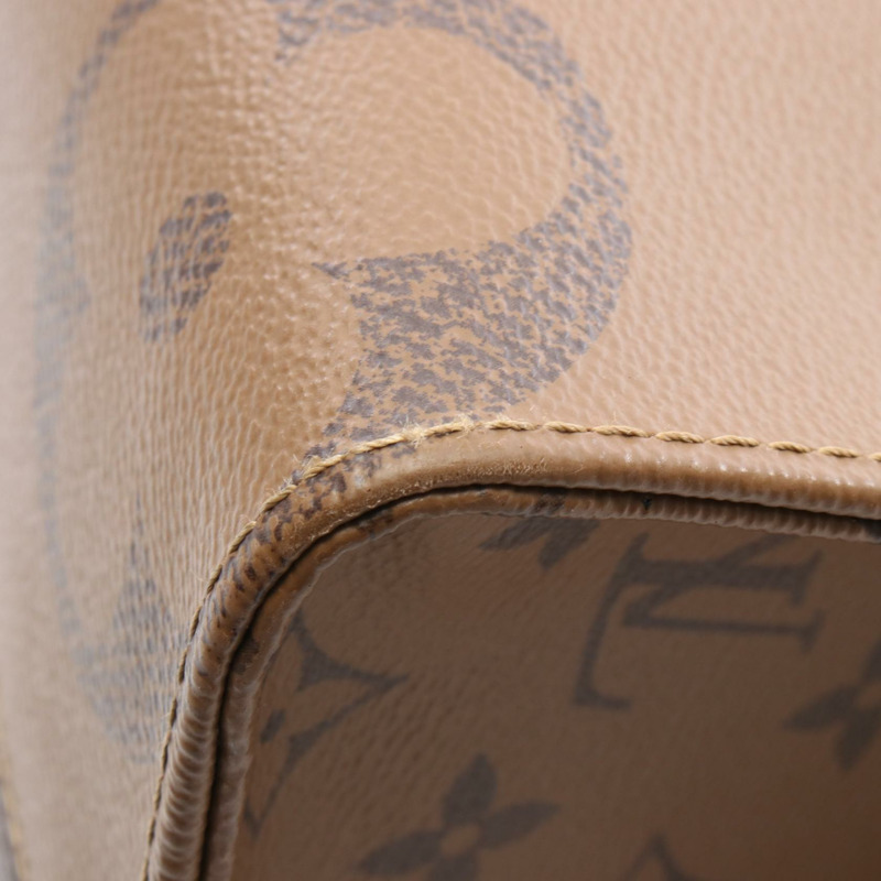 LOUIS VUITTON On the Go MM Monogram Giant Reverse 托特包 M45321 PVC 塗層帆布皮革棕色米色二手-8