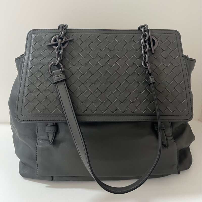 Bottega Veneta 灰色 編織 兩用 手提肩背包-5