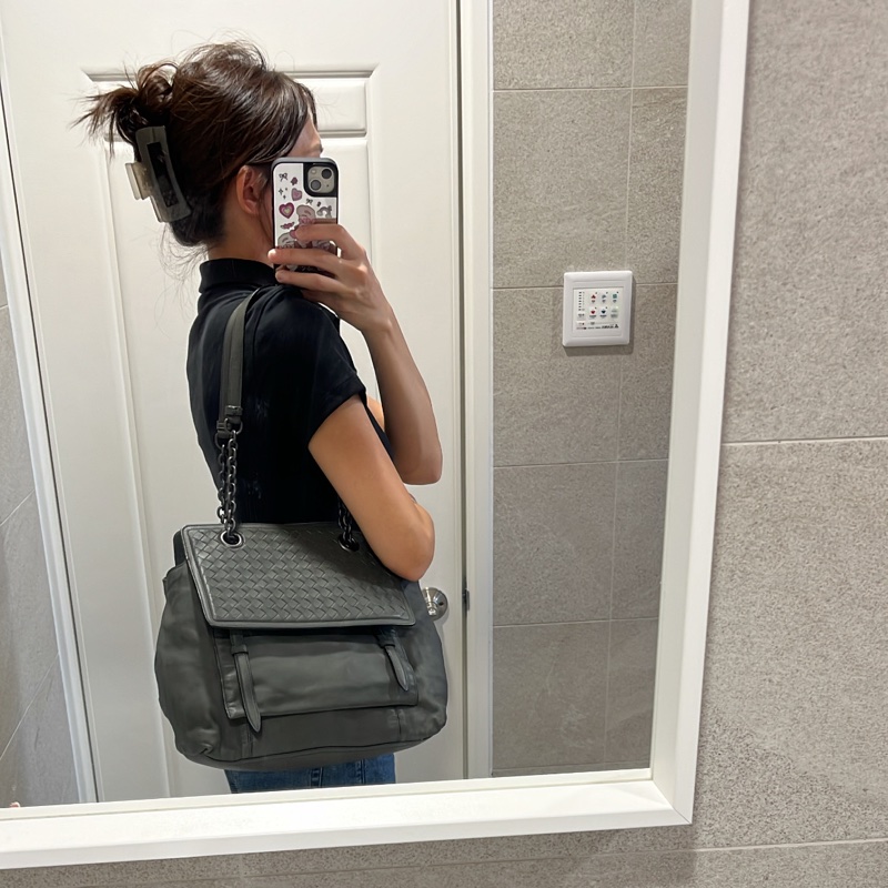 Bottega Veneta 灰色 編織 兩用 手提肩背包-17