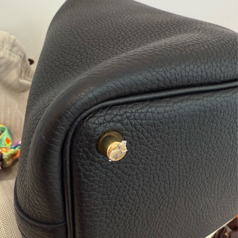 極新HERMES黑色金釦18cm Picotin89黑Noir小水桶包-5