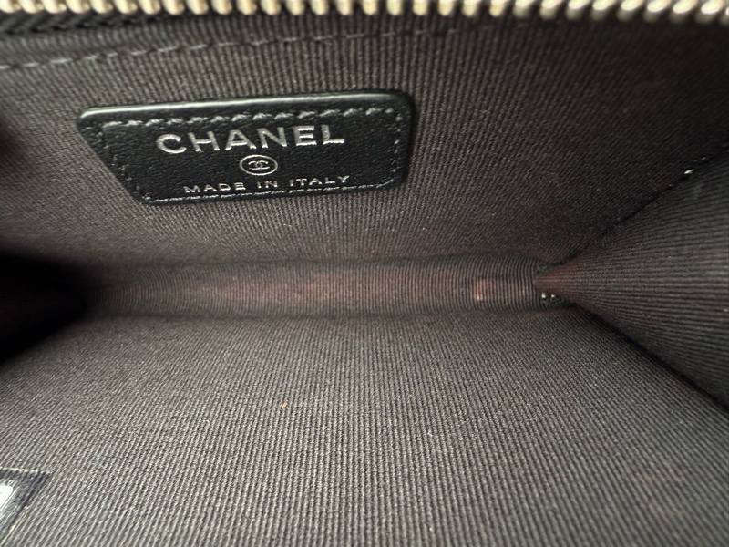 二手CHANEL黑色羊皮銀星星水鑽C logoL型卡夾零錢包AP3732-9