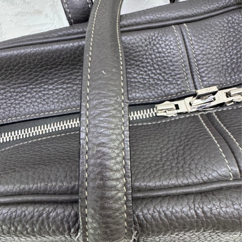 HERMES Clemence皮革Victoria 35銀扣灰色-11