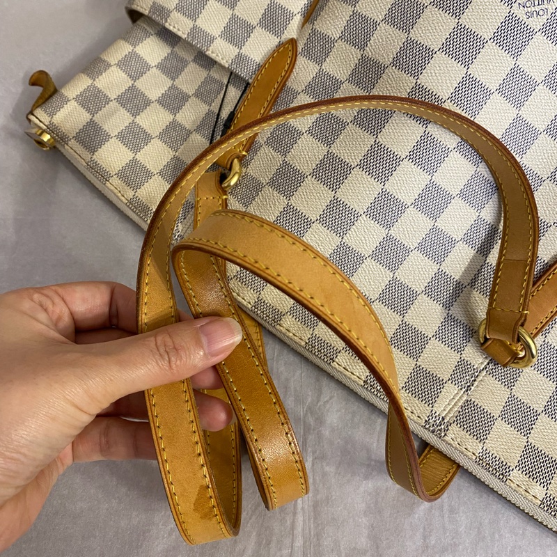 LouisVuitton 白棋盤格奶粉totally中號 手提單肩包-6