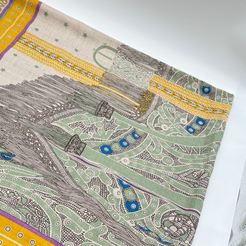 （未使用♥️專櫃 48,900）HERMES 愛馬仕 高級官的馬鞍具 SELLE DE DIGNITAIRE Carré 140 羊絨披肩 圍巾｜2022年-5