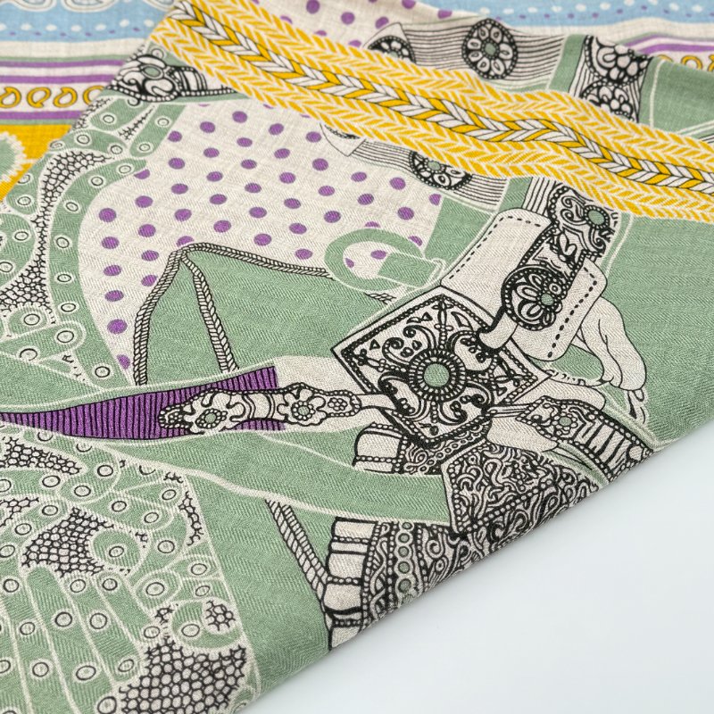 （未使用♥️專櫃 48,900）HERMES 愛馬仕 高級官的馬鞍具 SELLE DE DIGNITAIRE Carré 140 羊絨披肩 圍巾｜2022年-6