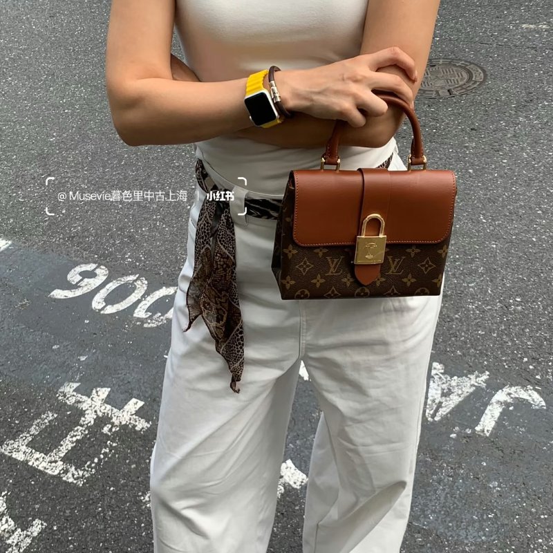 LOUIS VUITTON Locky BB鎖頭包 - 老花拚焦糖棕-1