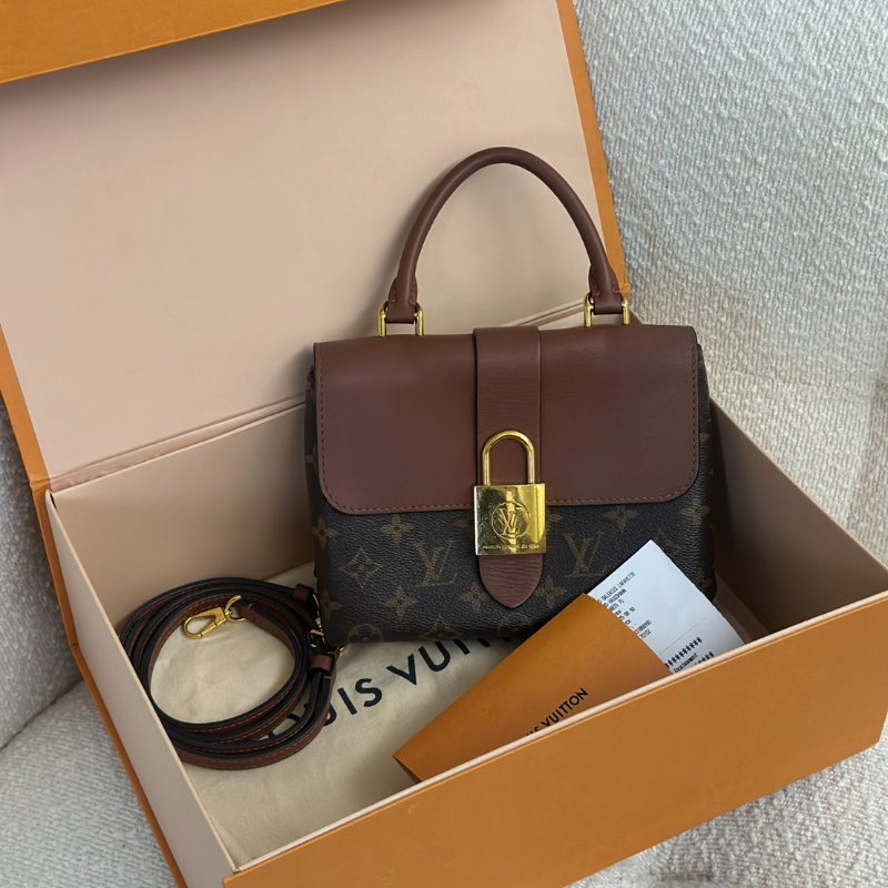 LOUIS VUITTON Locky BB鎖頭包 - 老花拚焦糖棕-7