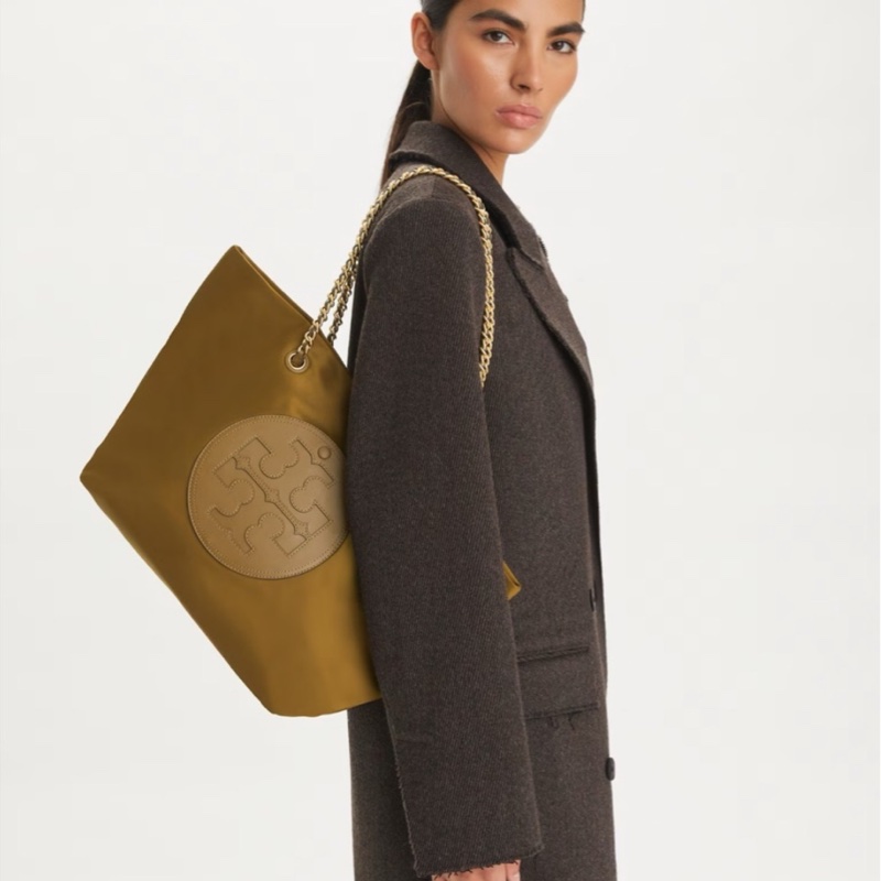 《全新品》Tory Burch Ella 駝色鏈條托特包-1