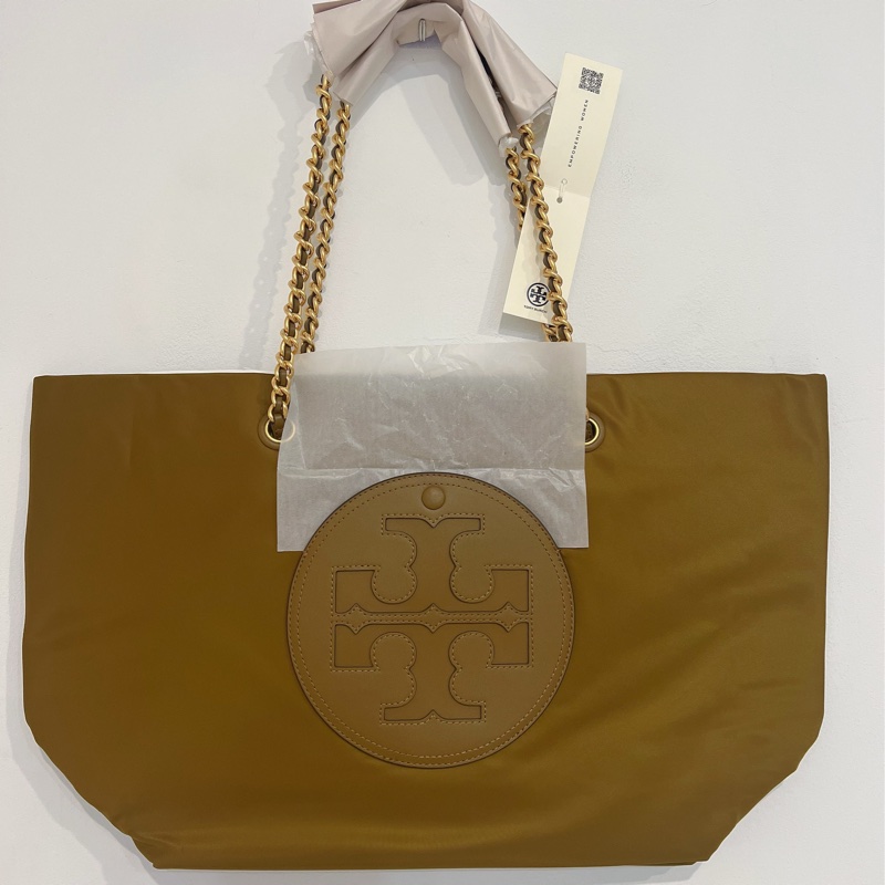 《全新品》Tory Burch Ella 駝色鏈條托特包-4