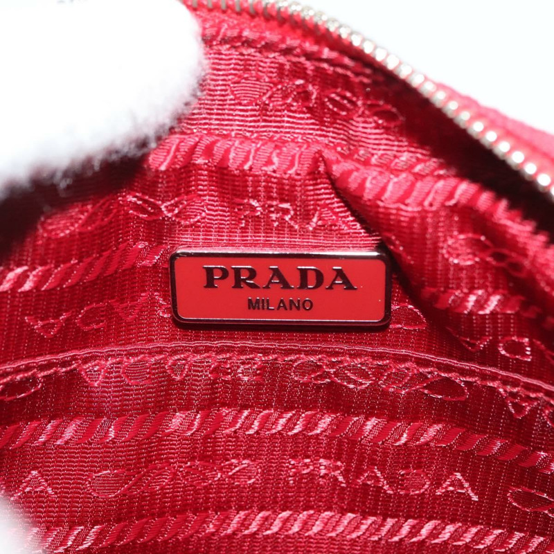 【日本直送】PRADA 帆布手拿包 紅色 銀色 Auth am8913-8