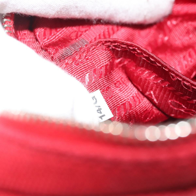 【日本直送】PRADA 帆布手拿包 紅色 銀色 Auth am8913-11