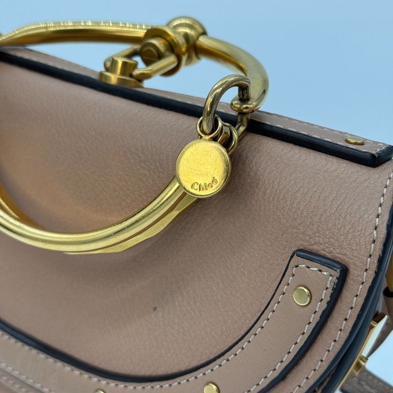 CHLOE 裸粉色 牛皮 Nile Minaudiere 肩背包 手環包 手提包-9